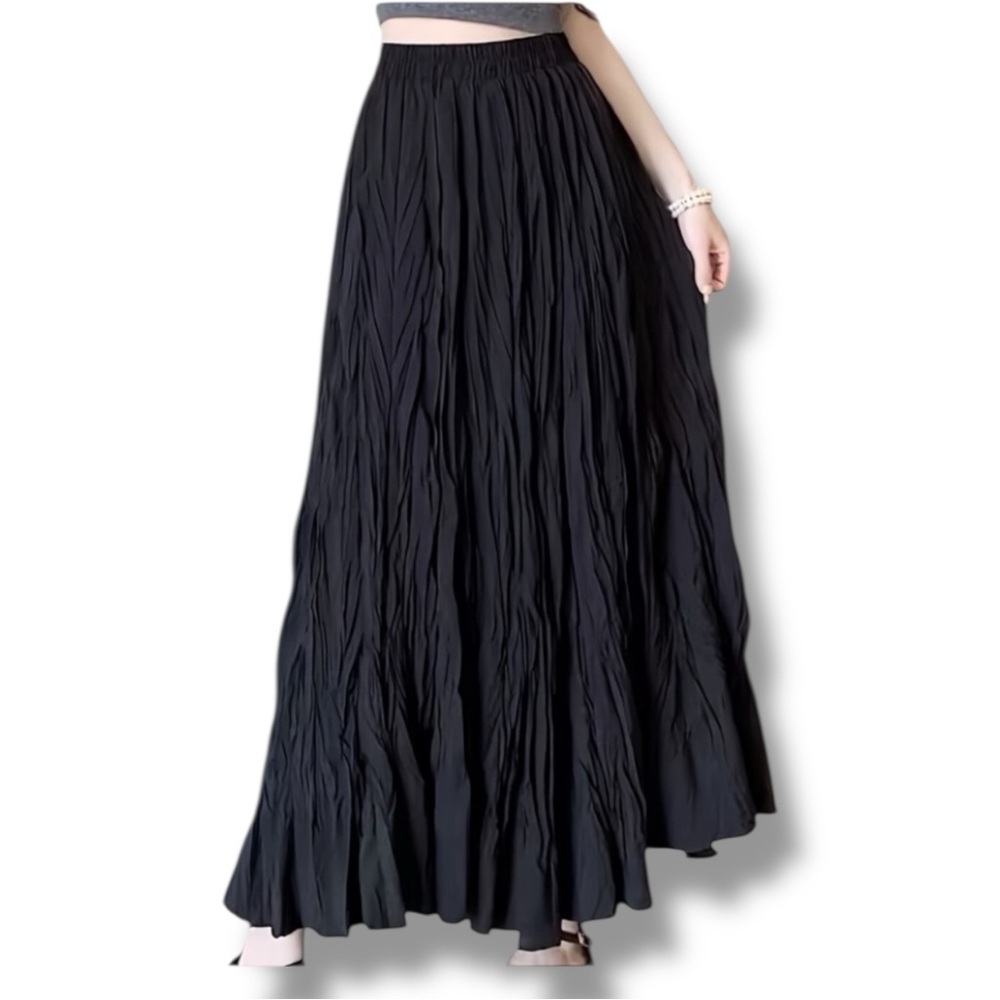 Tiered Flowing Maxi Skirt Black